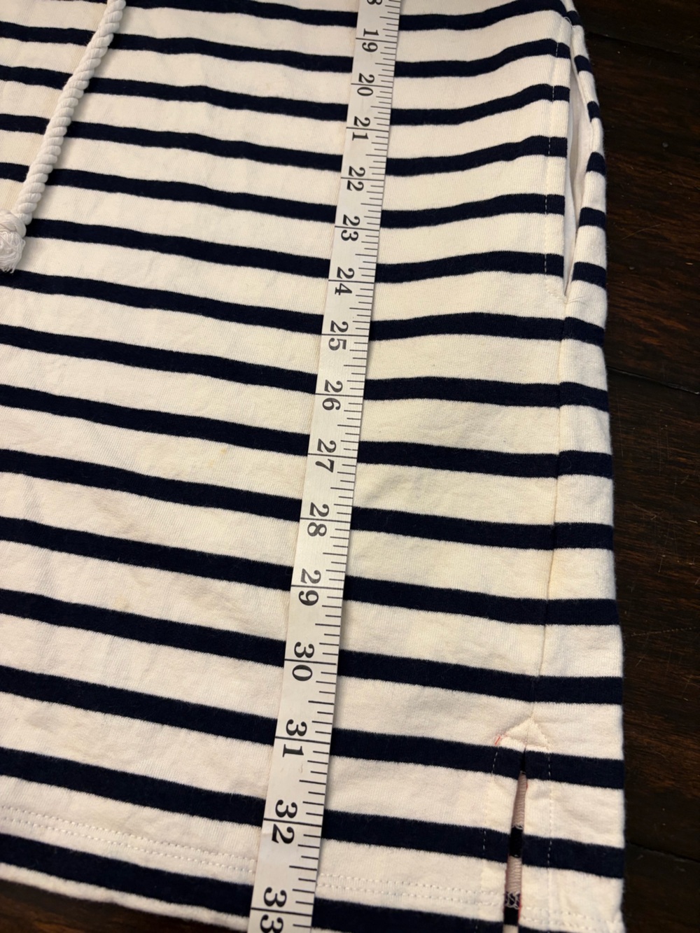 Olive & Oak Navy and White Striped Mini Dress with sinched waist  size medium - Picture 9 of 11